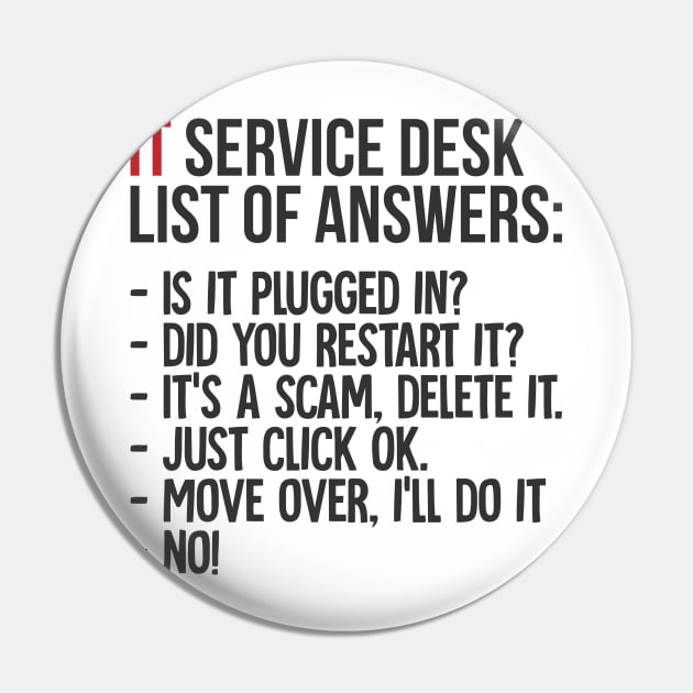 IT Service Desk List Of Answers Pin by SinBle