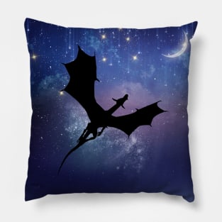 Fantasy | Dragon Silhouette art | Space Galaxy | Starry Night | Geek Gifts Pillow