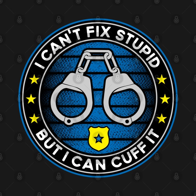 I Can't Fix Stupid But I Can Cuff It Police Cop by RadStar