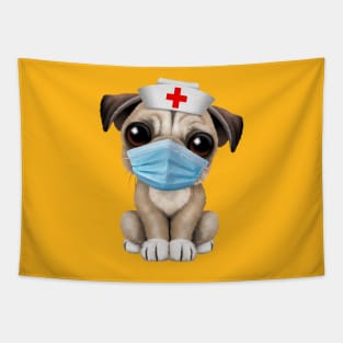 Cute Pug Puppy Nurse Tapestry