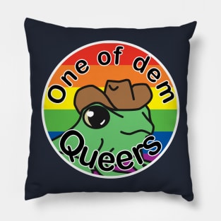 Pride Frog with a cowboy hat- rainbow Pillow