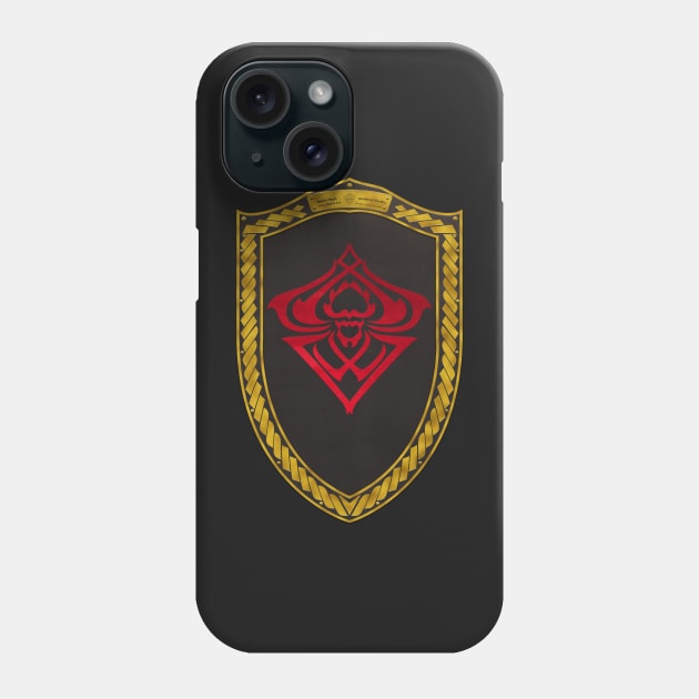 Spider Sigil Red (Shield Gold Celtic Rope Gold rims Black Core) Phone Case by Swabcraft