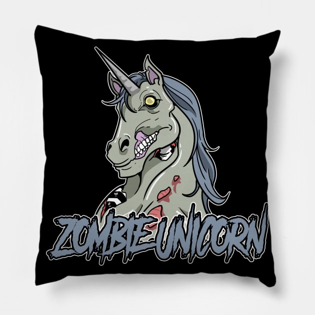 Zombie Unicorn Halloween Pillow by ModernMode