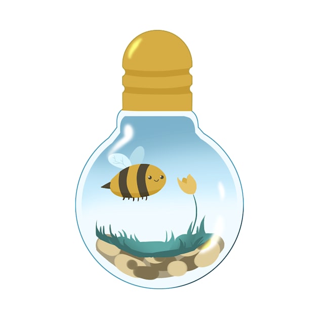 Cute Bee in Lightbulb Terrarium by yellowpomelo