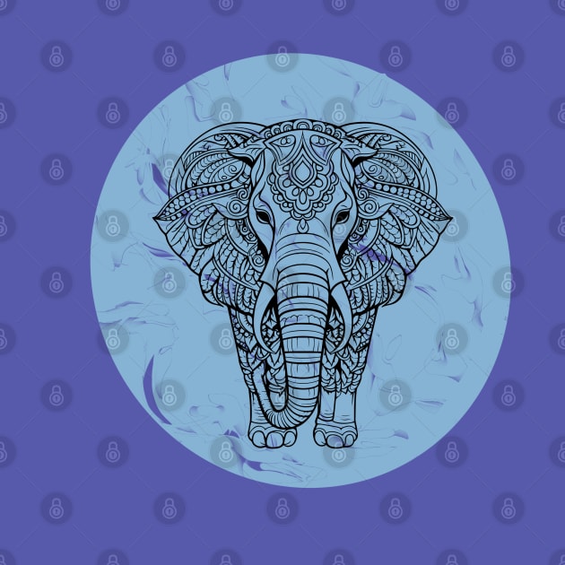 Blue Marble Zen Elephant by LiaIsabellaArt