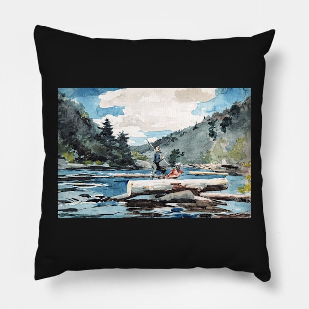 Hudson River, Logging by Winslow Homer, 1890s. Pillow by devteez