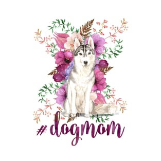 Dog Mom Watercolor Siberian Husky Painting T-Shirt