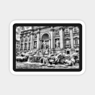 Trevi Fountain, Black And White Magnet