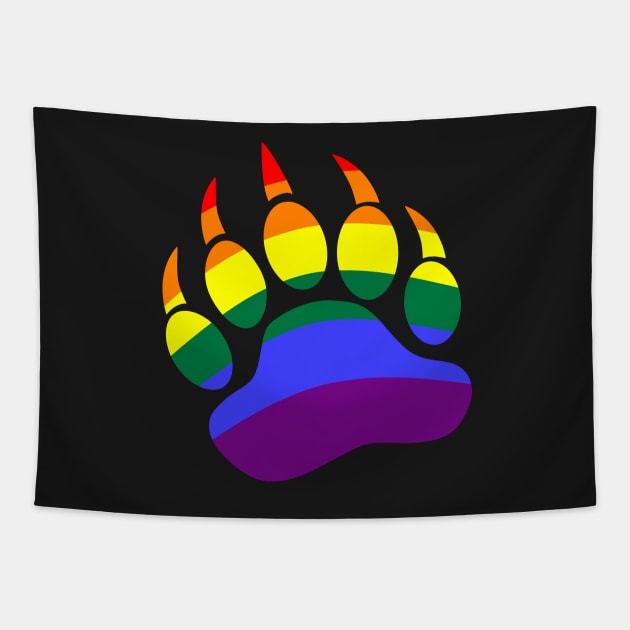 Mens Rainbow Daddy Bear Paw Print LGBT Tapestry by brodyquixote