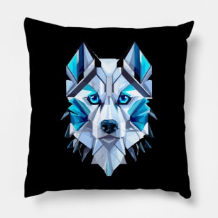 Cute Alaskan Husky Minimal Geometric Artwork Pillow