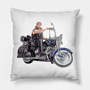 Bikie on Motorbike Pillow