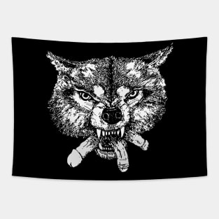 Hungry Like The Wolf (White Print) Tapestry