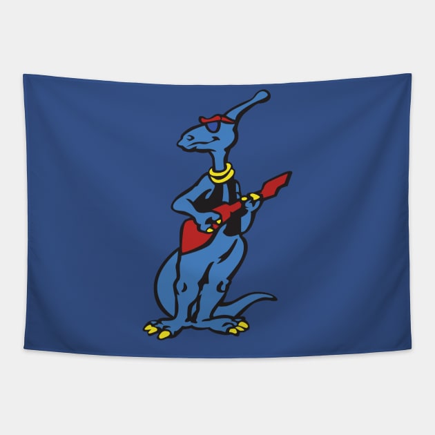 Parasaurolophus - Rocking a Bass Guitar! - Mesozoic Mind! Tapestry by SweetPaul Entertainment 