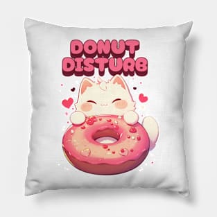 Donut Disturb kawaii kitty cat Pillow