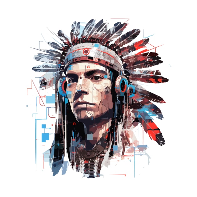 American Native Indian Brave Warrior Inspiration People Abstract by Cubebox