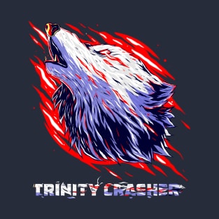 Trinity Crasher Red and white a Cool full Wolf tee T-Shirt