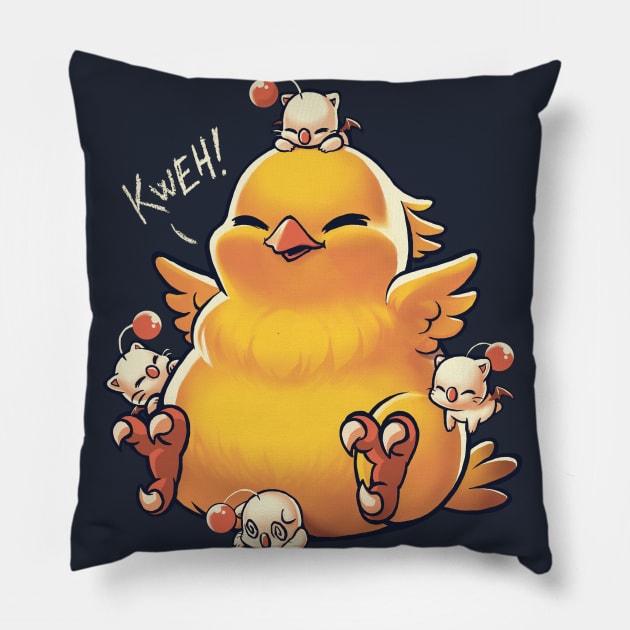 Kweh! Fat Chocobo - Final Fantasy Creature - Monster Summon Pillow by BlancaVidal