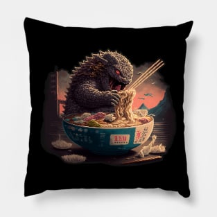 Kaiju eating ramen II - 16-bit Pillow