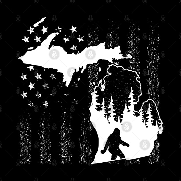 Michigan Bigfoot American Flag by Tesszero