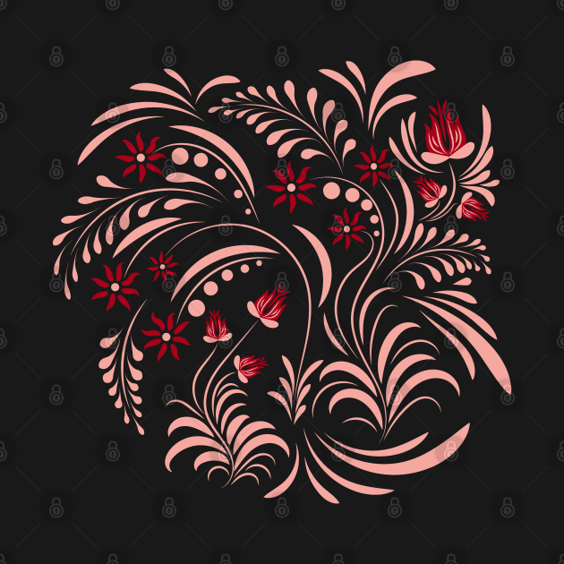 Folk floral print . Flowers abstract art , poster. by Eskimos