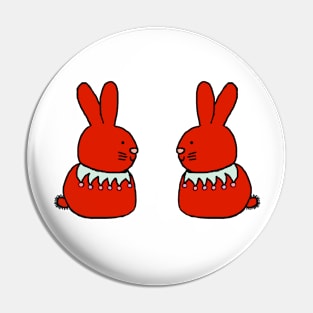 Red Bunny Rabbit Duo Pin