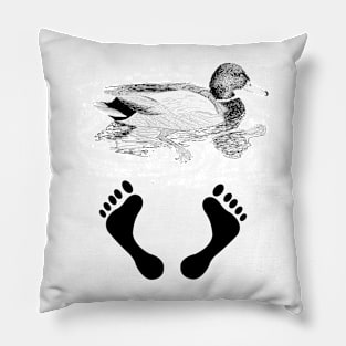 Hand drawn Duck (Mallard) with Feets - Duck Feet joke Pillow