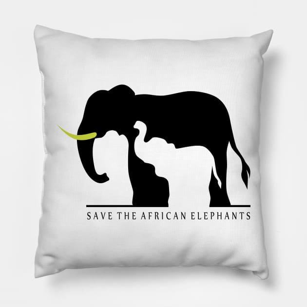 Save the African Elephants Pillow by SakuraDragon