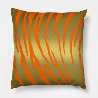 Gold Tiger Stripes Orange Pillow