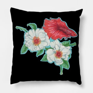 Wild Roses and Betta Fish Pillow
