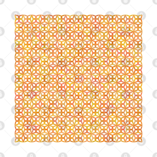 Geometric Flower Petal Pattern (Orange) by John Uttley