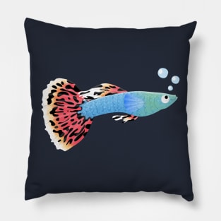 Cute fancy guppy cartoon illustration Pillow