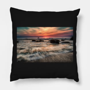 Sunset at a Rocky Beach Pillow