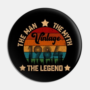 Father's Day Shirt Vintage 1984 The Men Myth Legend 36th Birthday Gift Pin