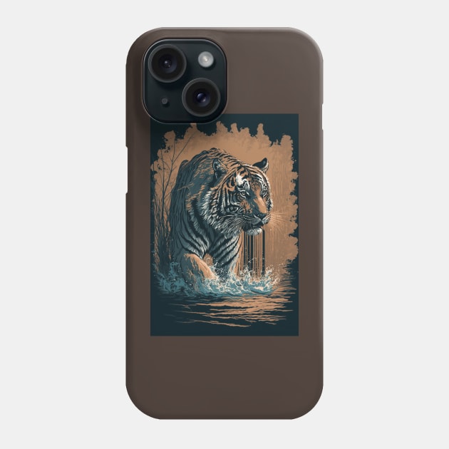 The Majestic Tiger of the Water Phone Case by Abili-Tees