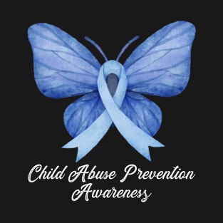 Child Abuse Prevention Awareness Month Blue Ribbon gift idea T-Shirt