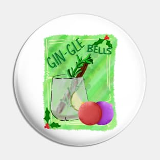 Gin-gle bells fun pun Christmas design Pin