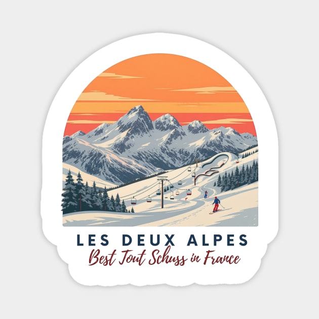 Les Deux Alpes France Skiing Tout Schuss Vacation Magnet by Art2Wear