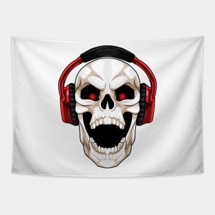 Skull Musician Headphone Music Tapestry