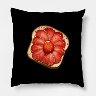 Strawberry Toast Kawaii Yummy Strawberries Sandwich Vintage Retro Bread Loaf Pillow