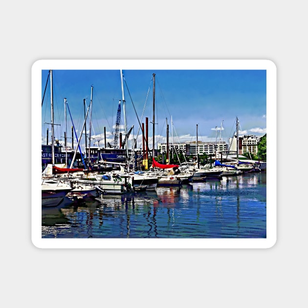 Jersey City NJ - Boat Basin at Liberty Landing Marina Magnet by SusanSavad