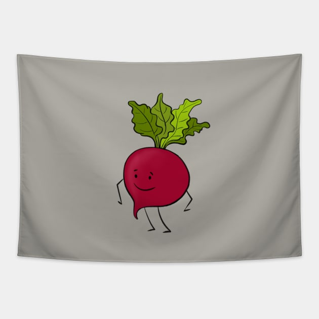 Happy Cute Beetroot Cartoon Tapestry by Berthox