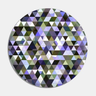 Brown, Blue, Black and White Abstract Imperfect Triangles Mosaic Pin