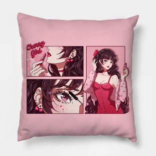 The cherry girl makeup comic Pillow