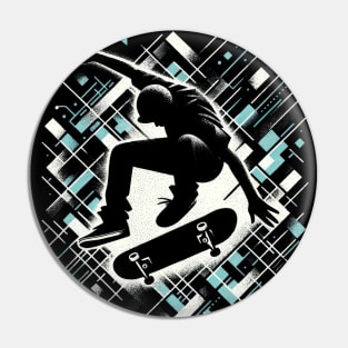 Skater with abstract background Pin