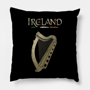 Ireland flag and harp with clovers Pillow
