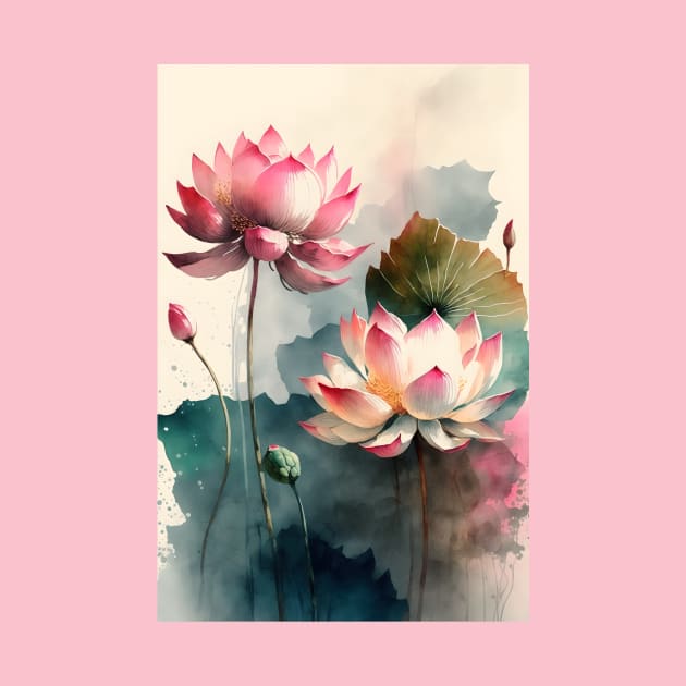 Lotus Watercolor Background by bellofraya