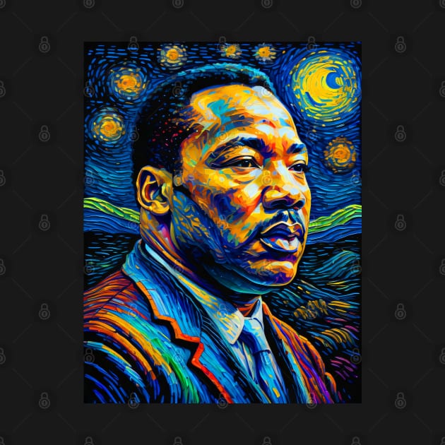 Martin Luther King Jr in starry night by FUN GOGH