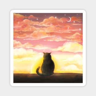 Cat sunset Magnet