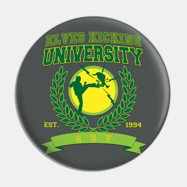 Kicking Elves University Pin by chilangopride