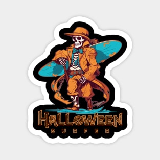 Halloween Beach Surfer Skeleton Magnet